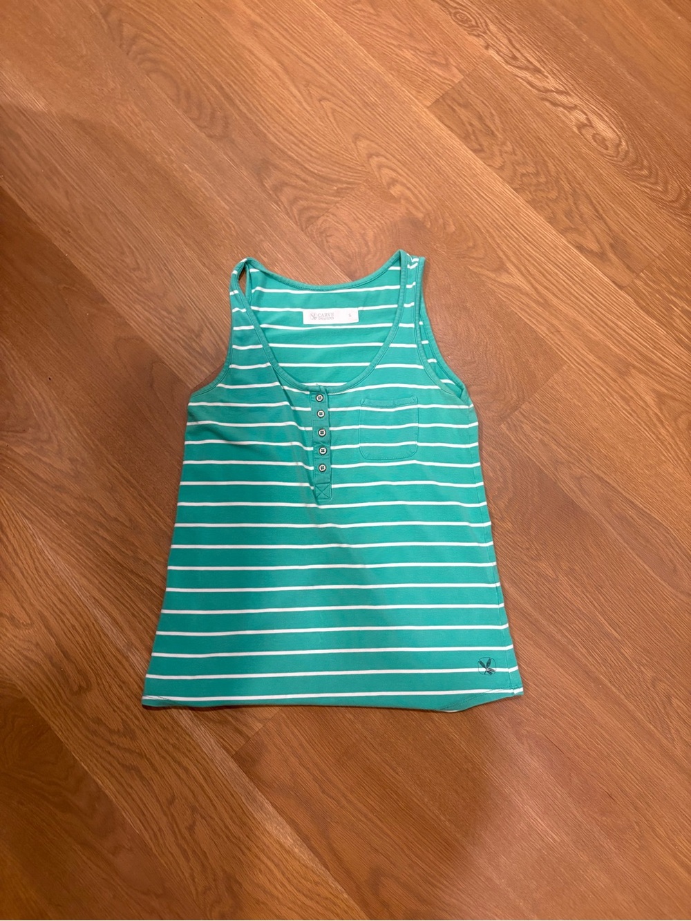 Carve Designs Green and White Striped Tank Top